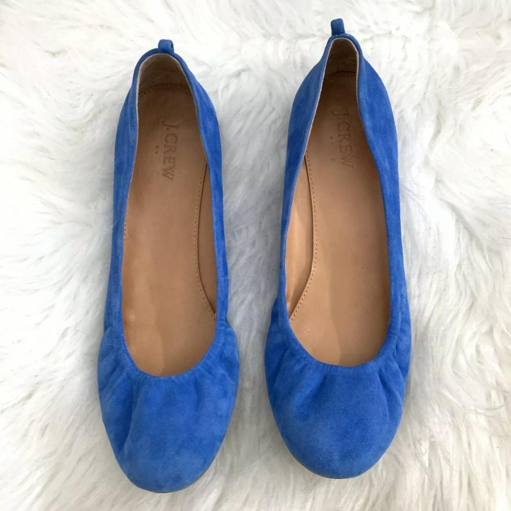 J Crew Anya Blue Suede Ballet Flats